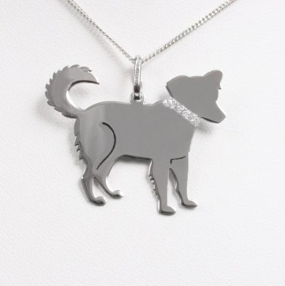 Silver necklace “Border collie”