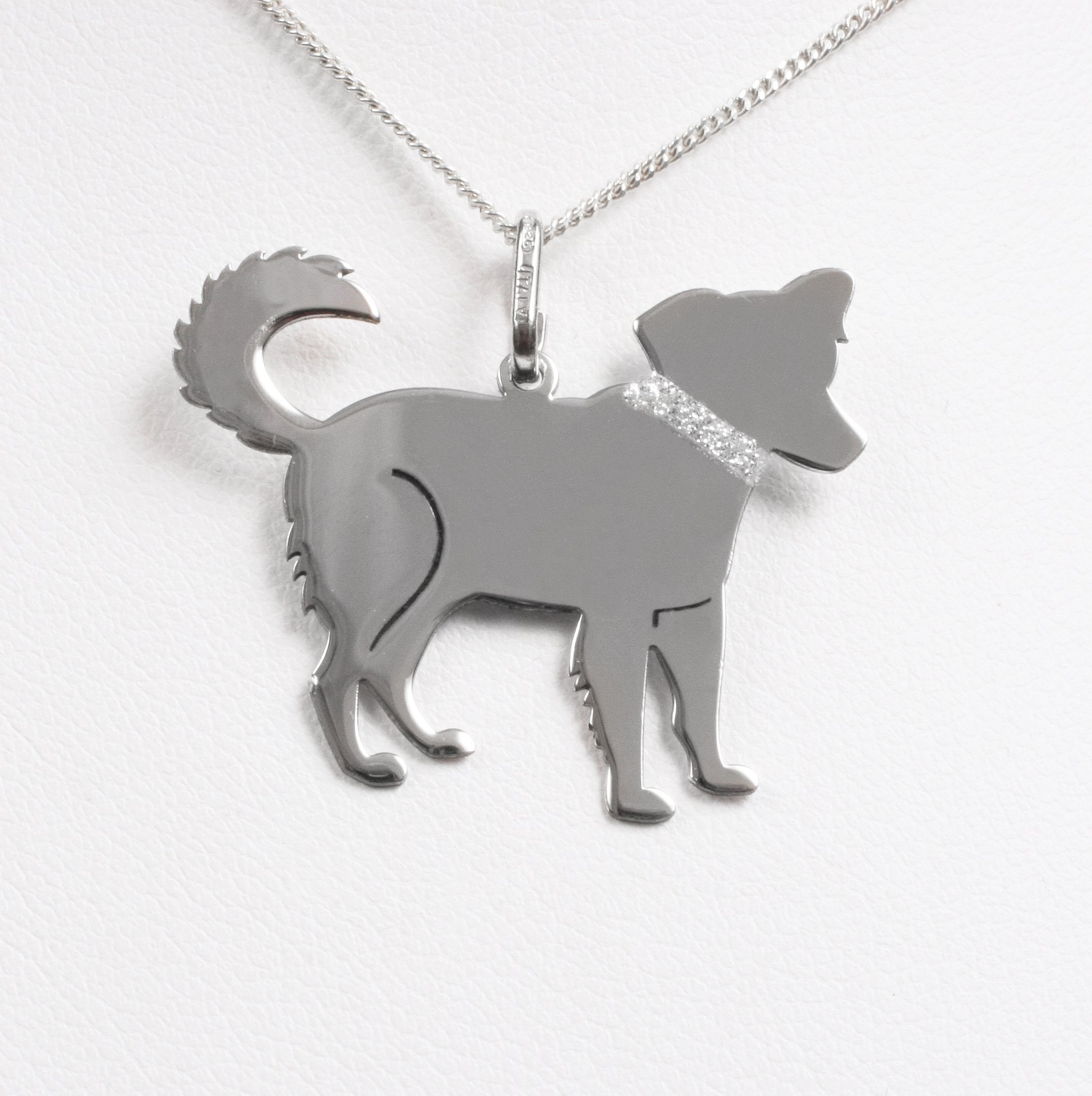 Silver necklace “Border collie”