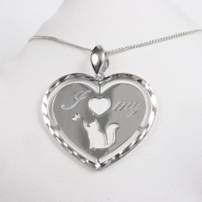 Silver necklace “I love my Cat”