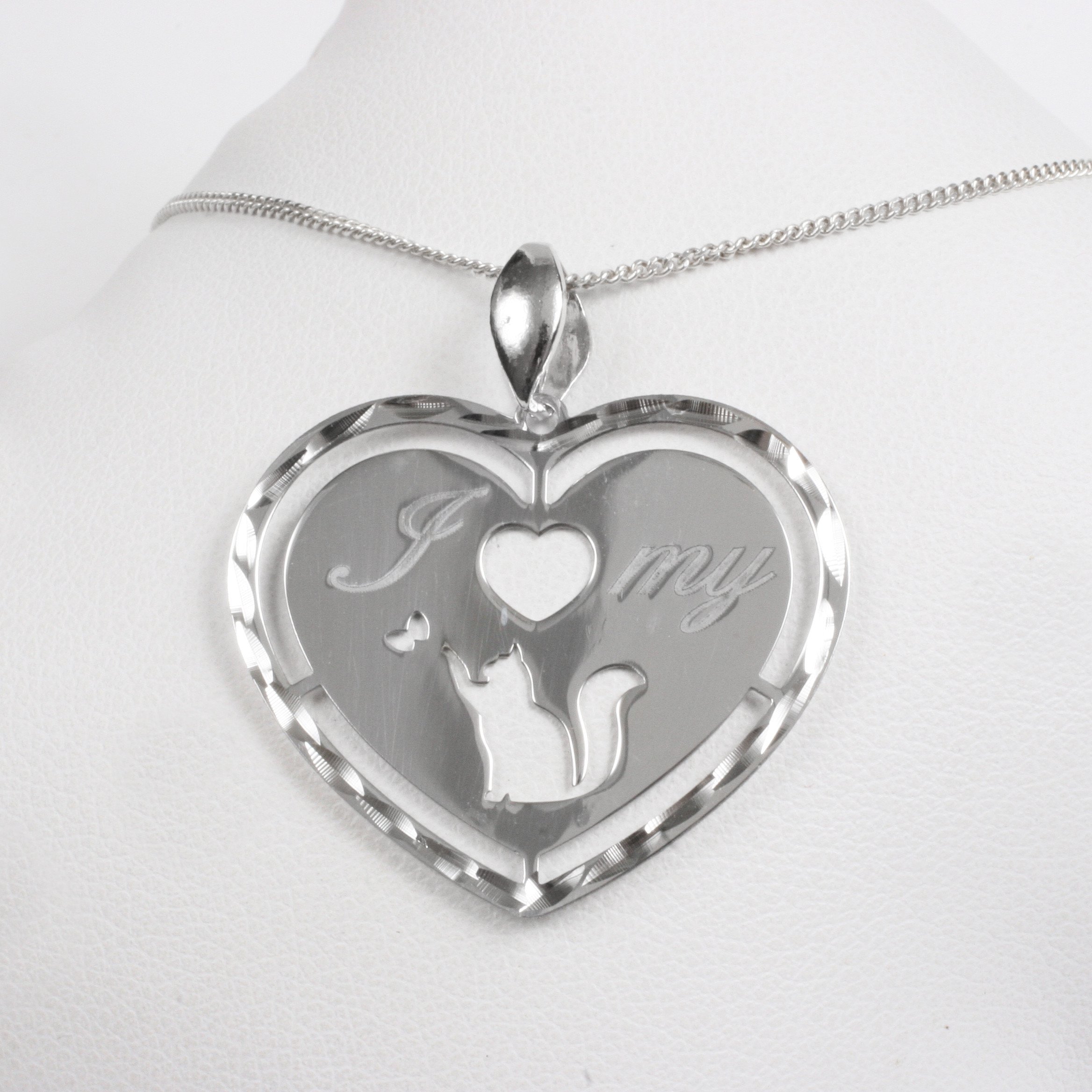 Silver necklace “I love my Cat”