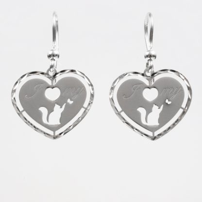 Silver earrings “I love my Cat”
