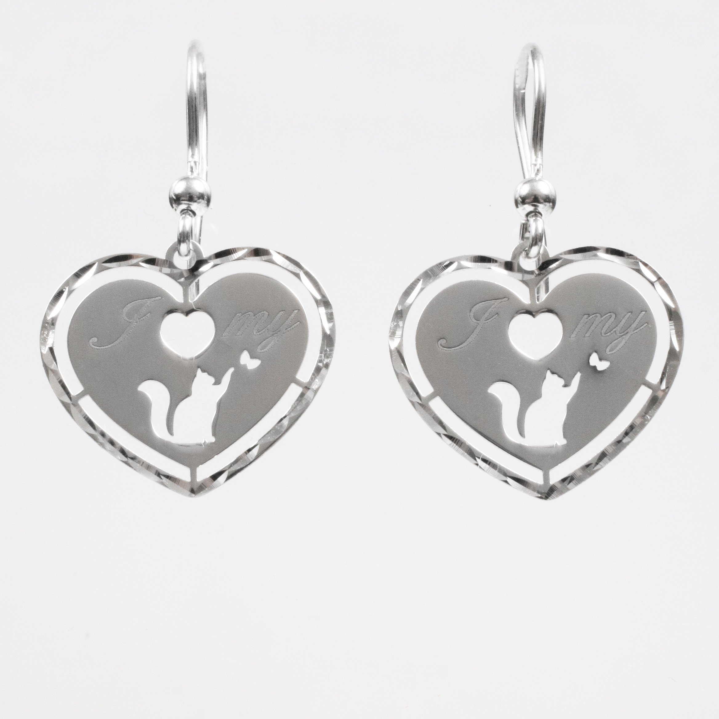 Silver earrings “I love my Cat”