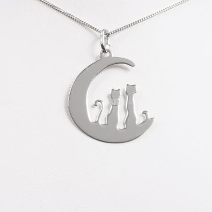 Silver necklace “Cats on the moon”