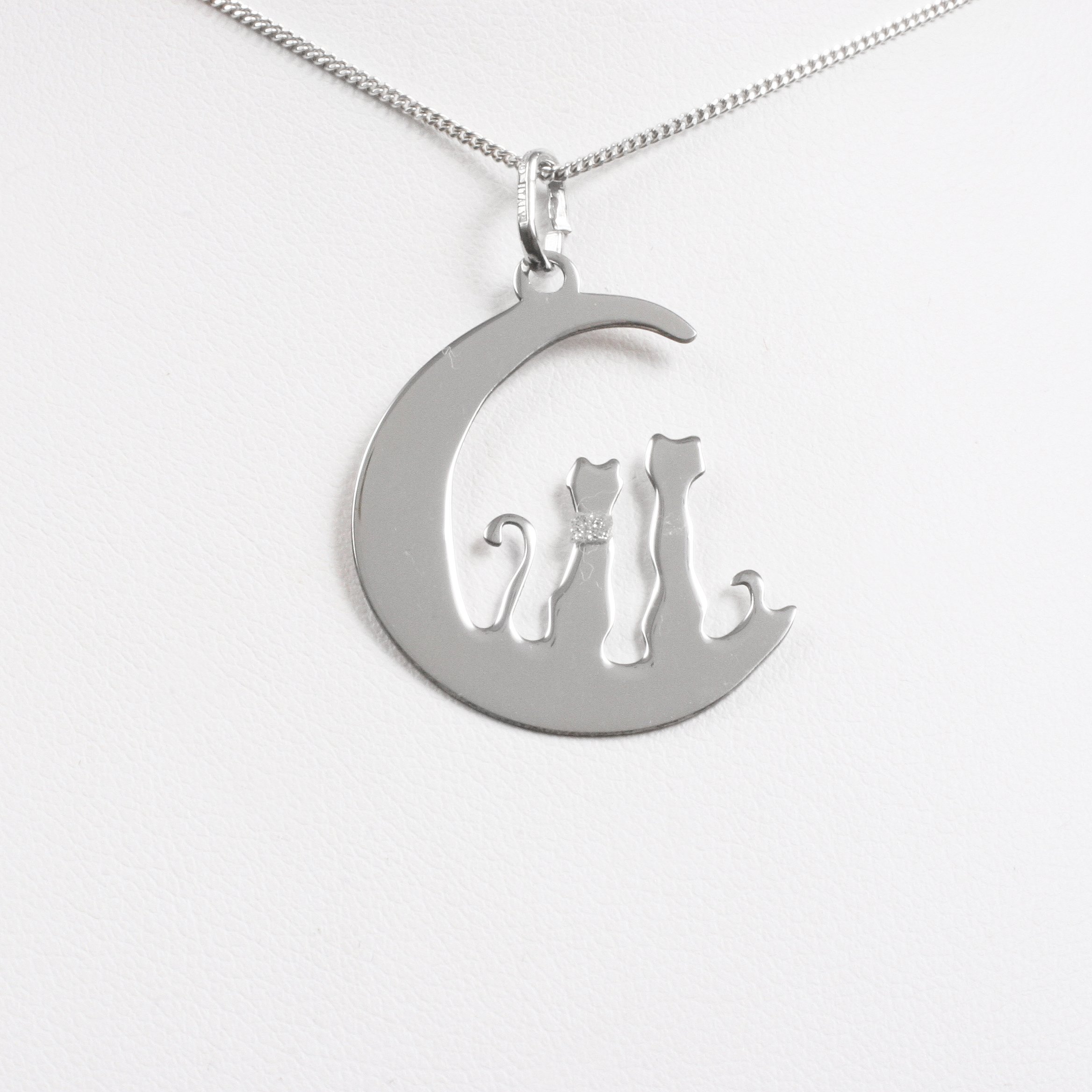 Silver necklace “Cats on the moon”