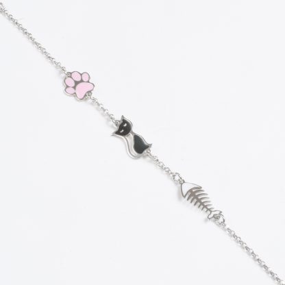 Silver bracelet  “Pink paw”