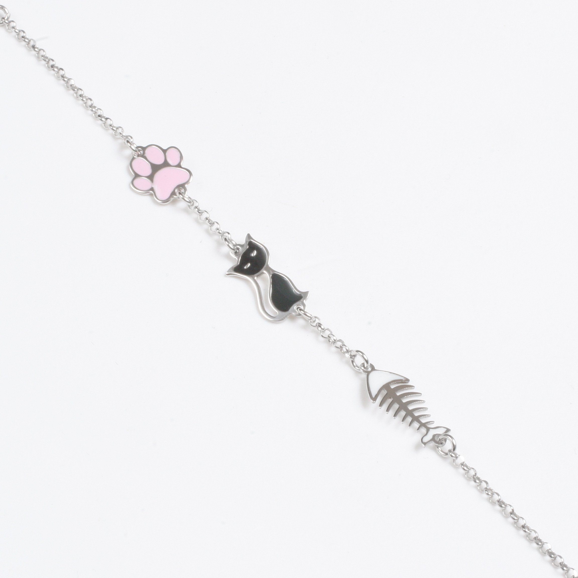 Silver bracelet  “Pink paw”
