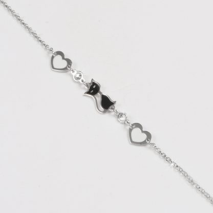 Silver bracelet “Cats with hearts”