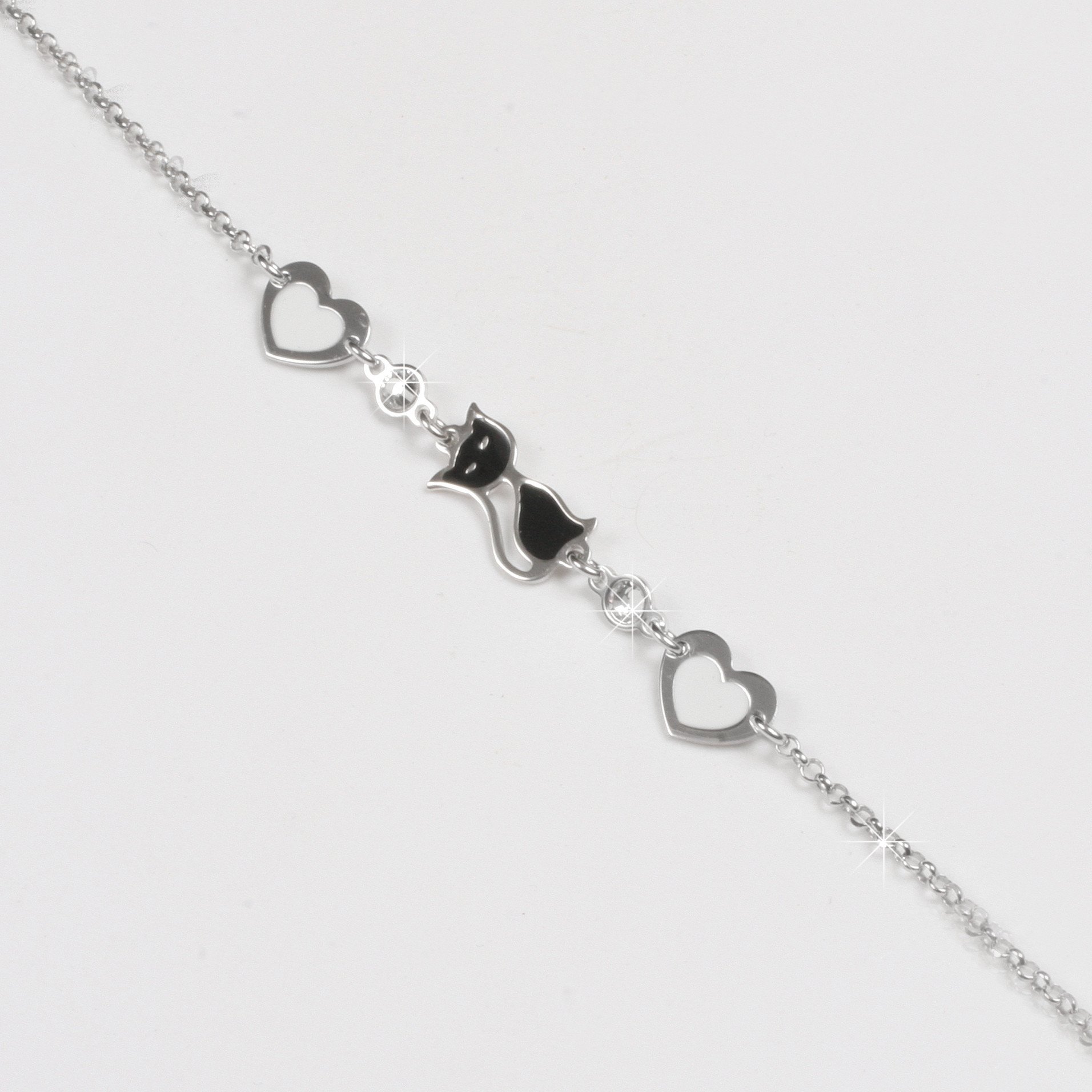 Silver bracelet “Cats with hearts”