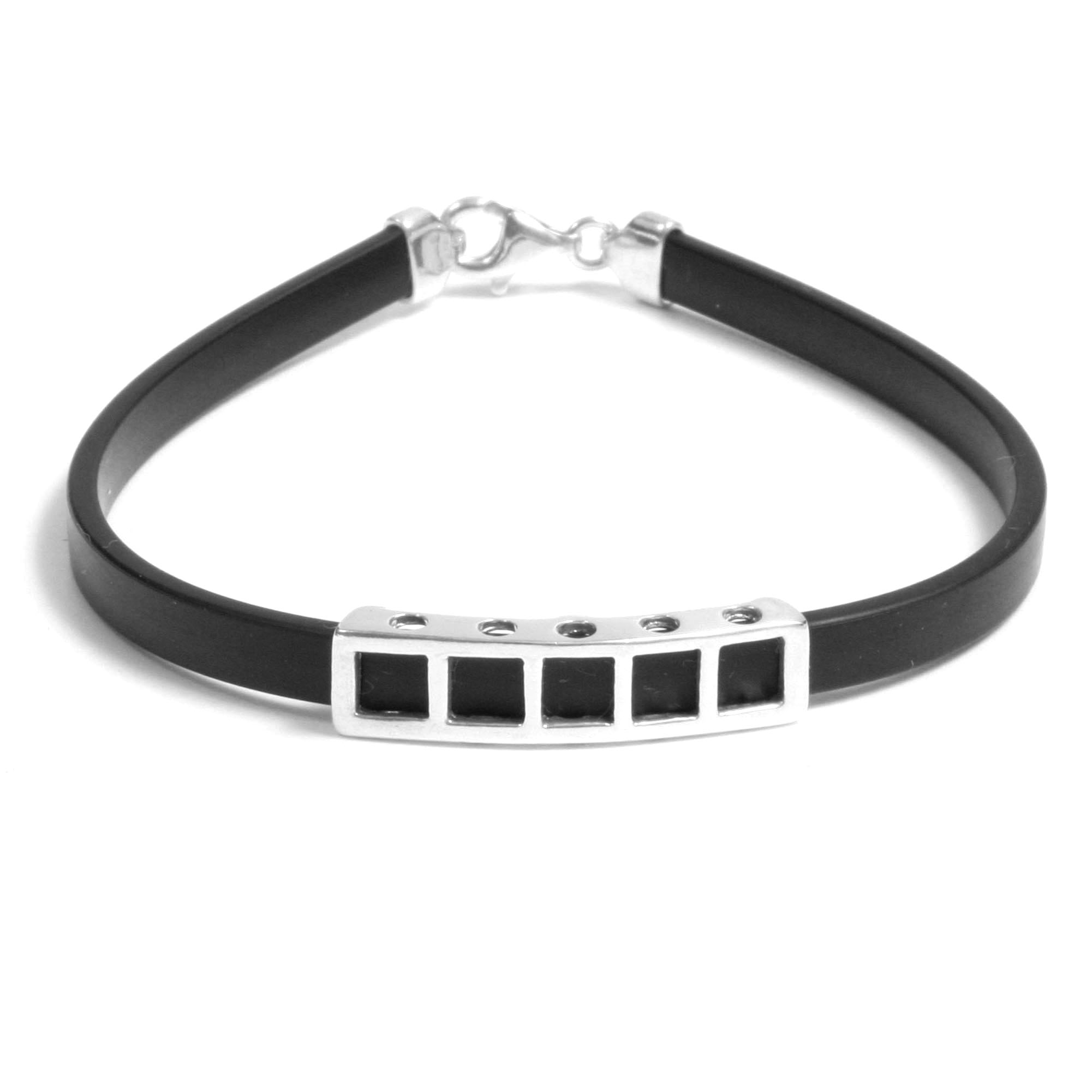 Natural rubber bracelet with silver