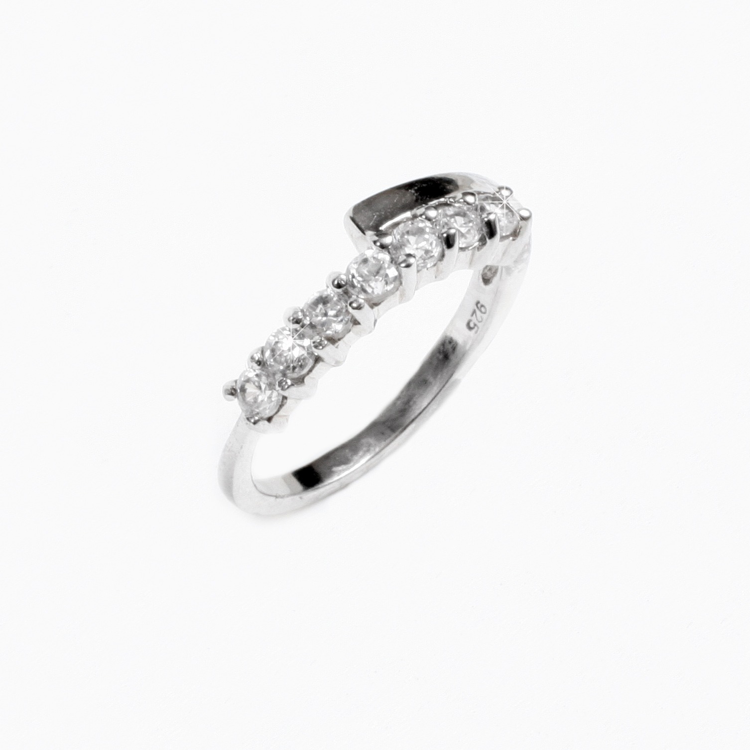 Silver ring with zircons