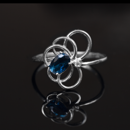Silver ring with zircon