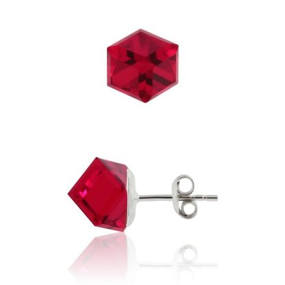 Серебряные серьги с кристаллами Swarovski  «Rose»