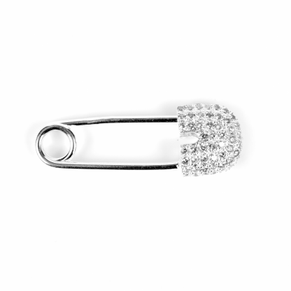 Silver brooch with zircons