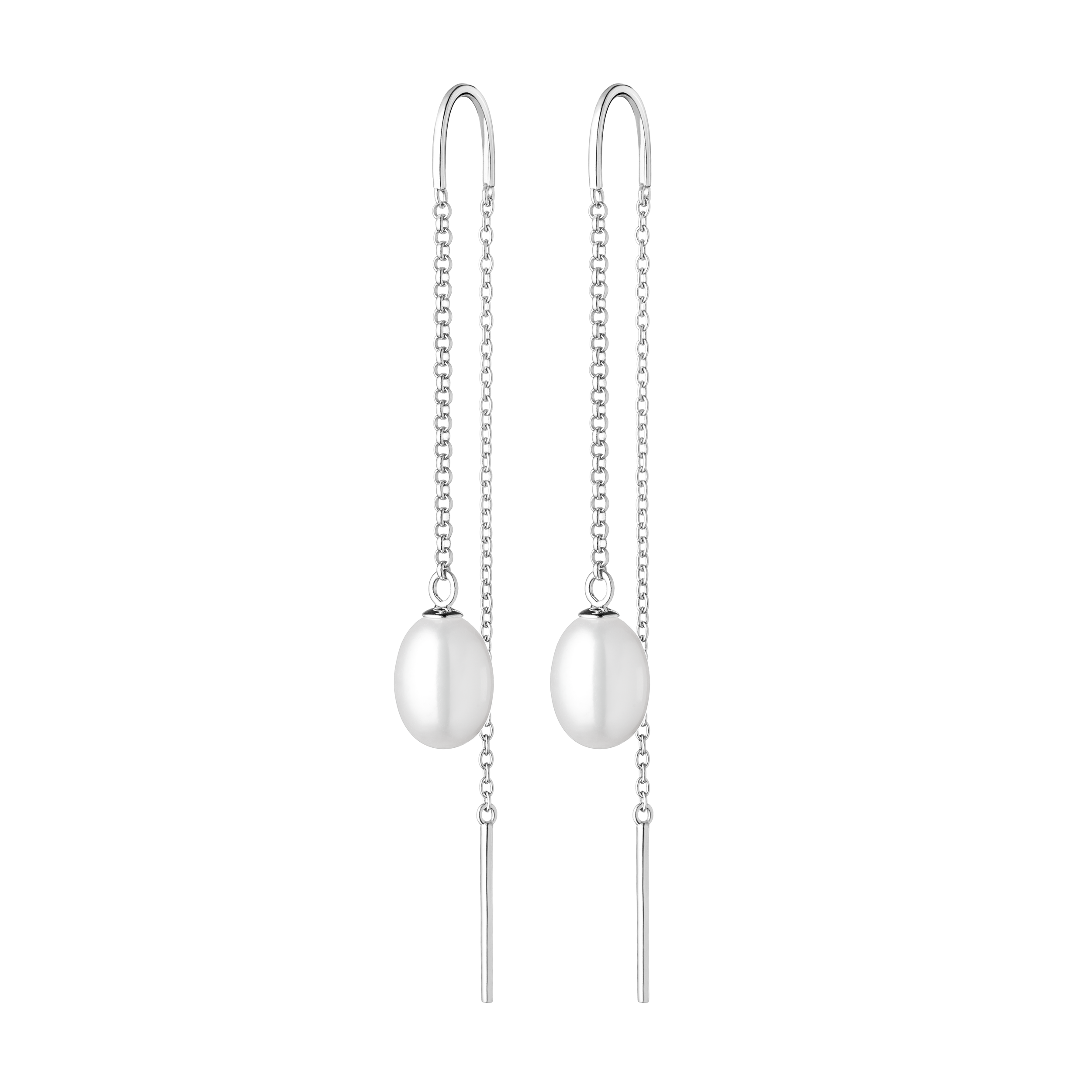 Silver earrings with pearls