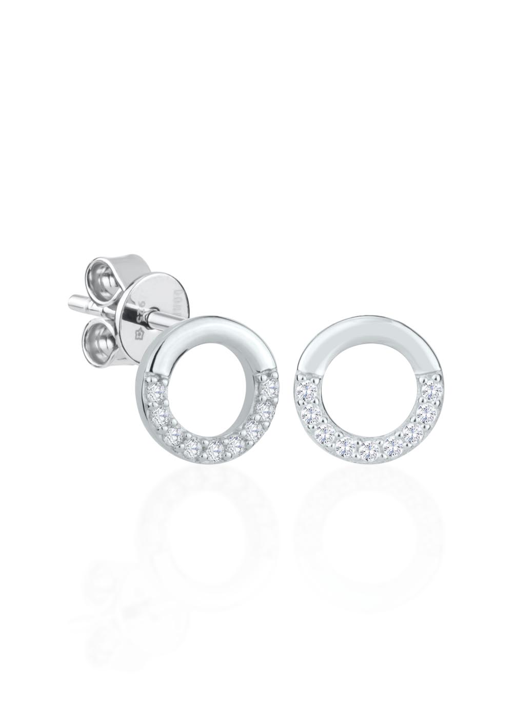 Silver earrings with zircons “Circle”