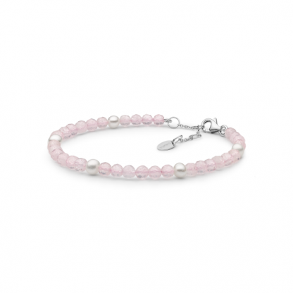Bracelet with pink quartz and pearls
