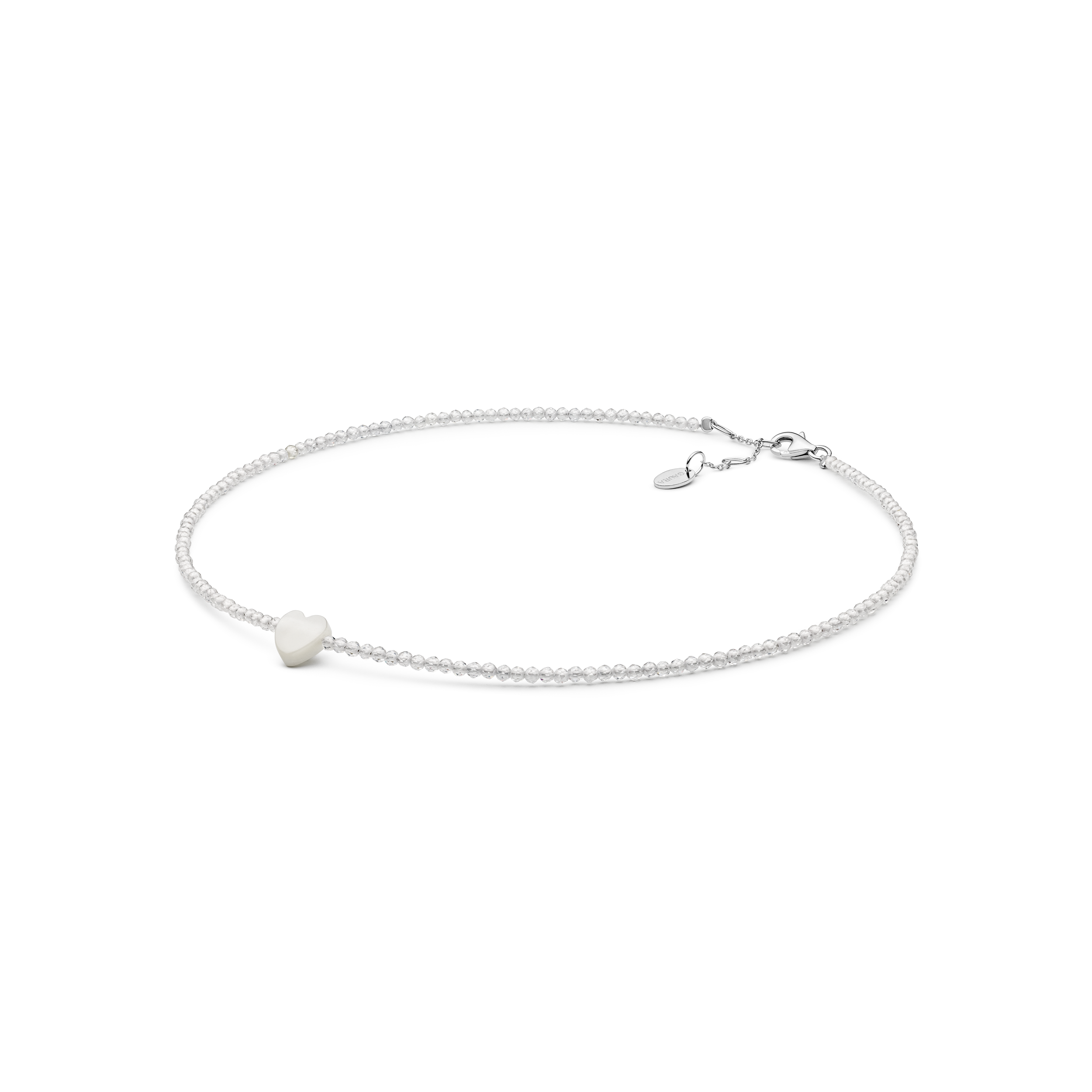 Necklace with nacre zircons