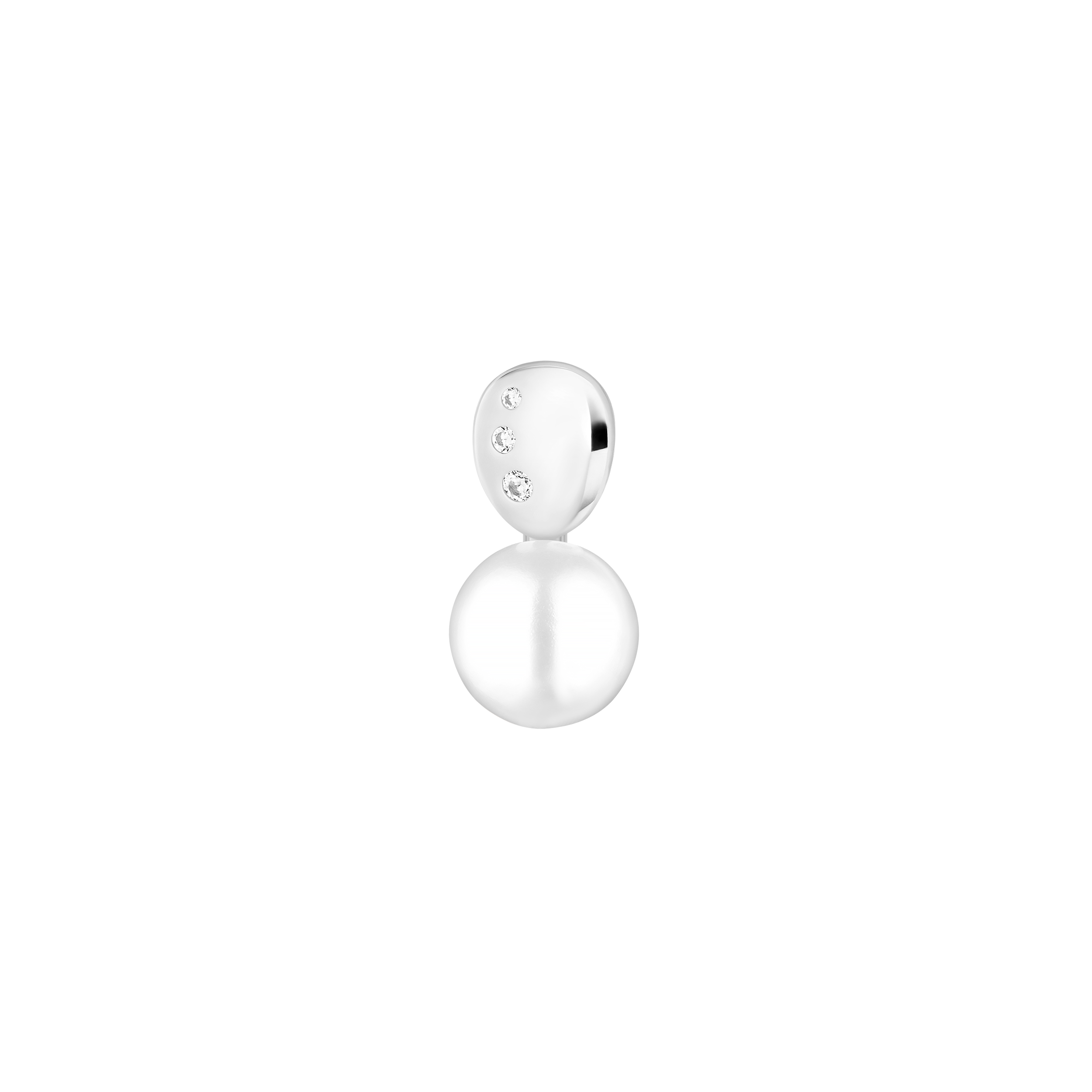 Silver pendant with pearl and zircons