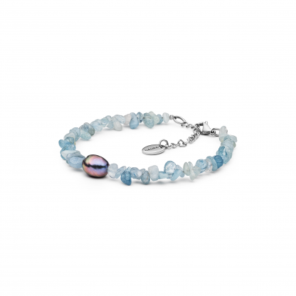 Aquamarine bracelet with pearl