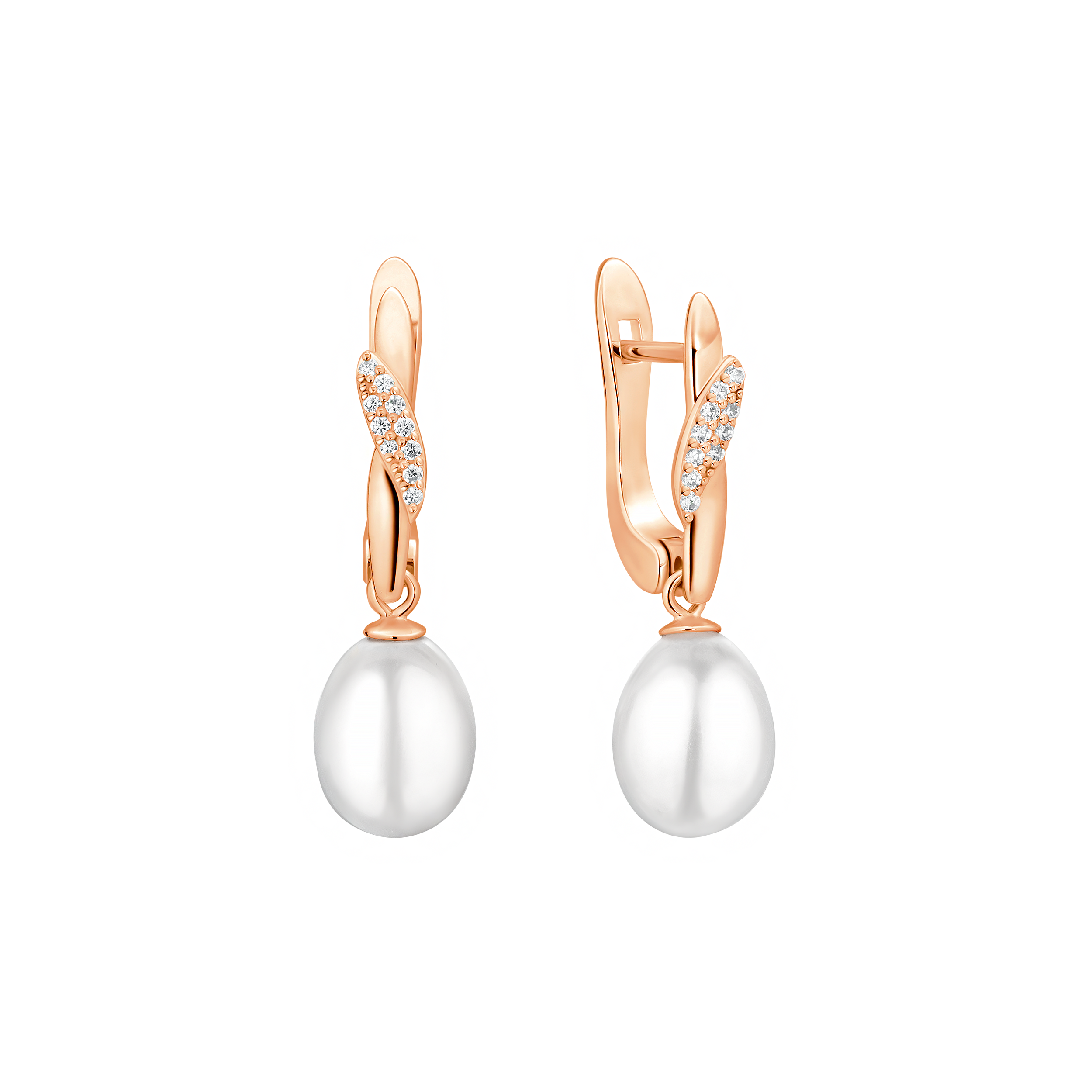 Gold plated earrings with pearls