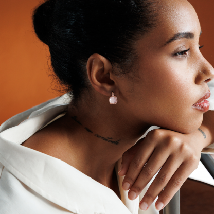 Gold plated earrings with rose quartz