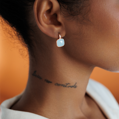 Gold plated earrings with aquamarine