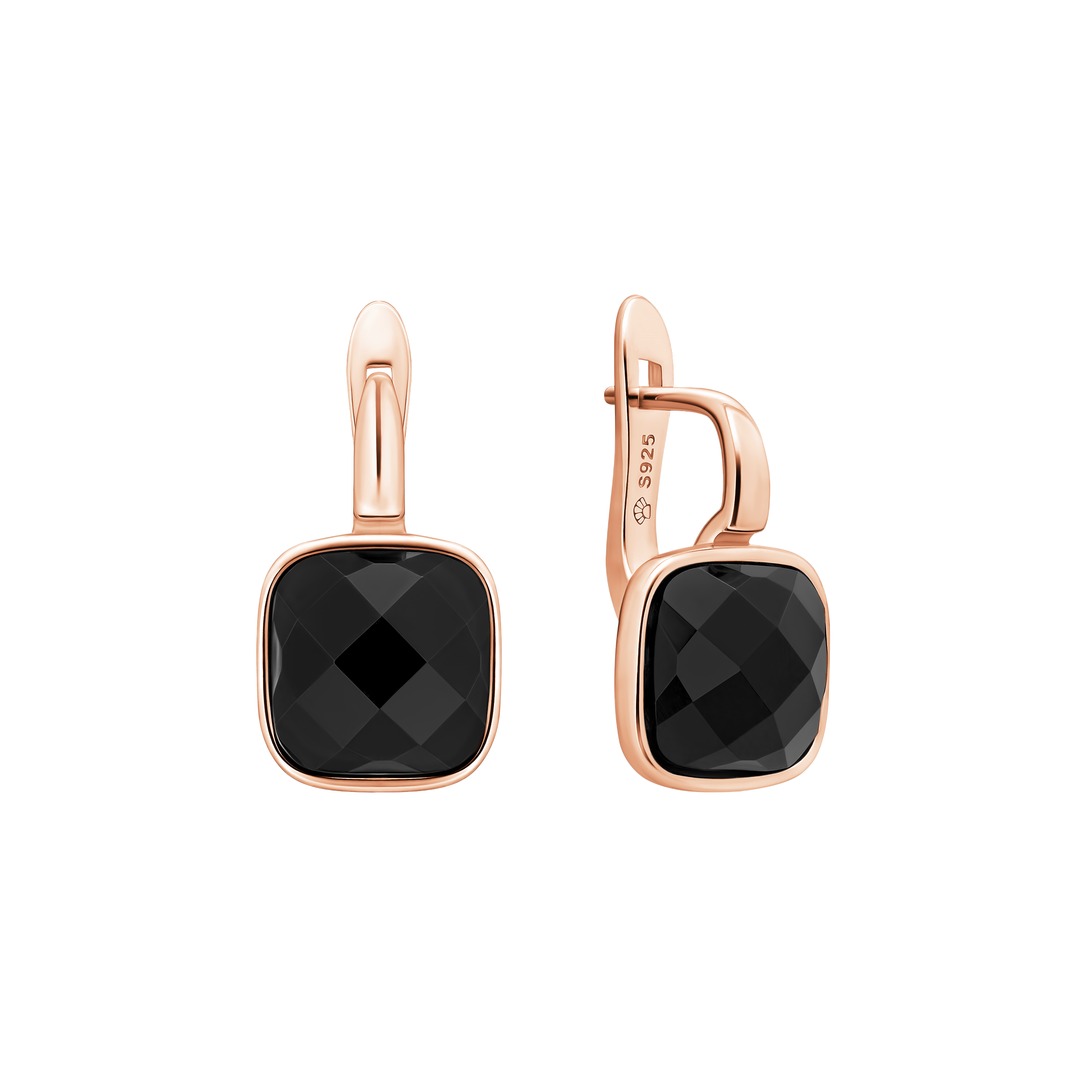 Gold plated earrings with onyx