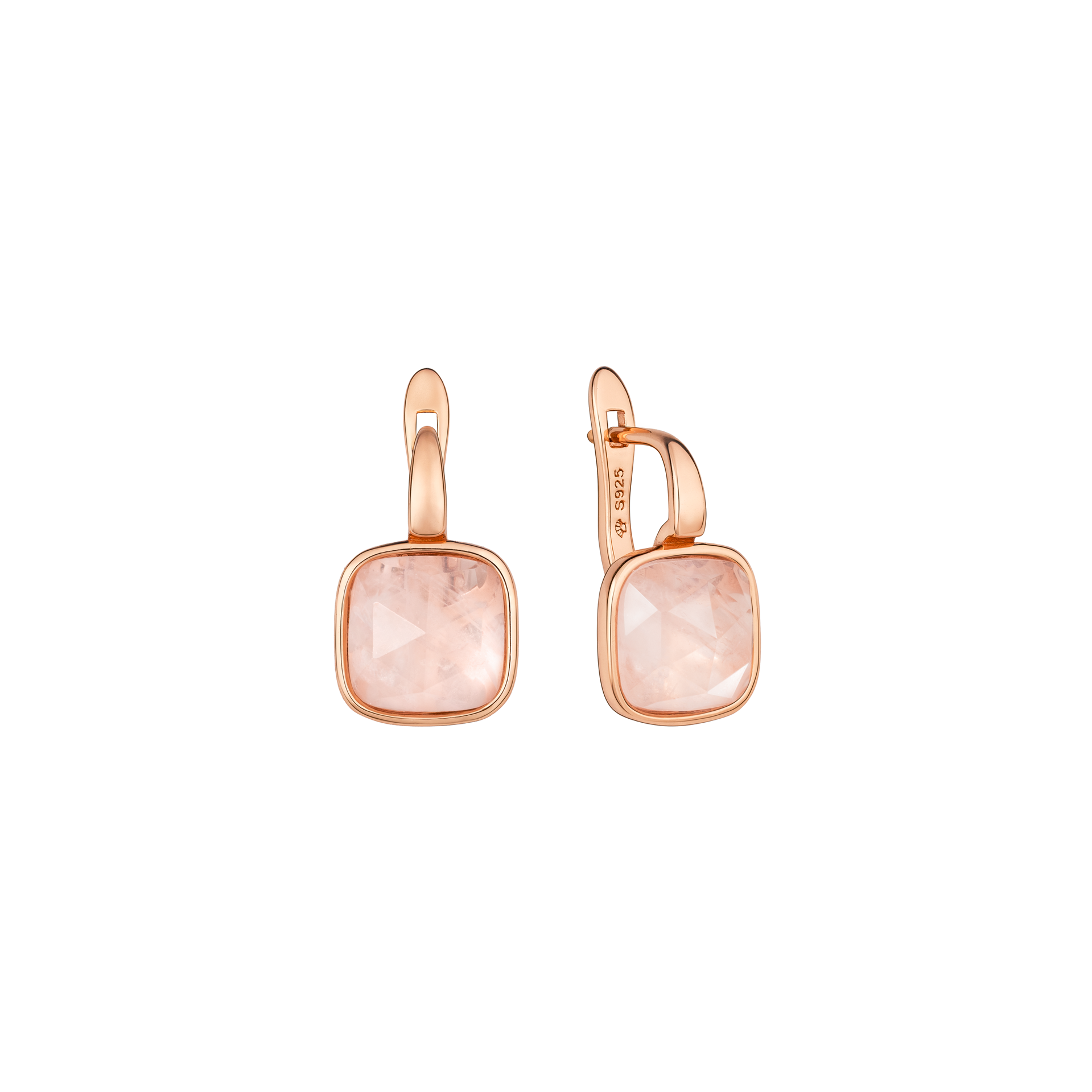 Gold plated earrings with rose quartz