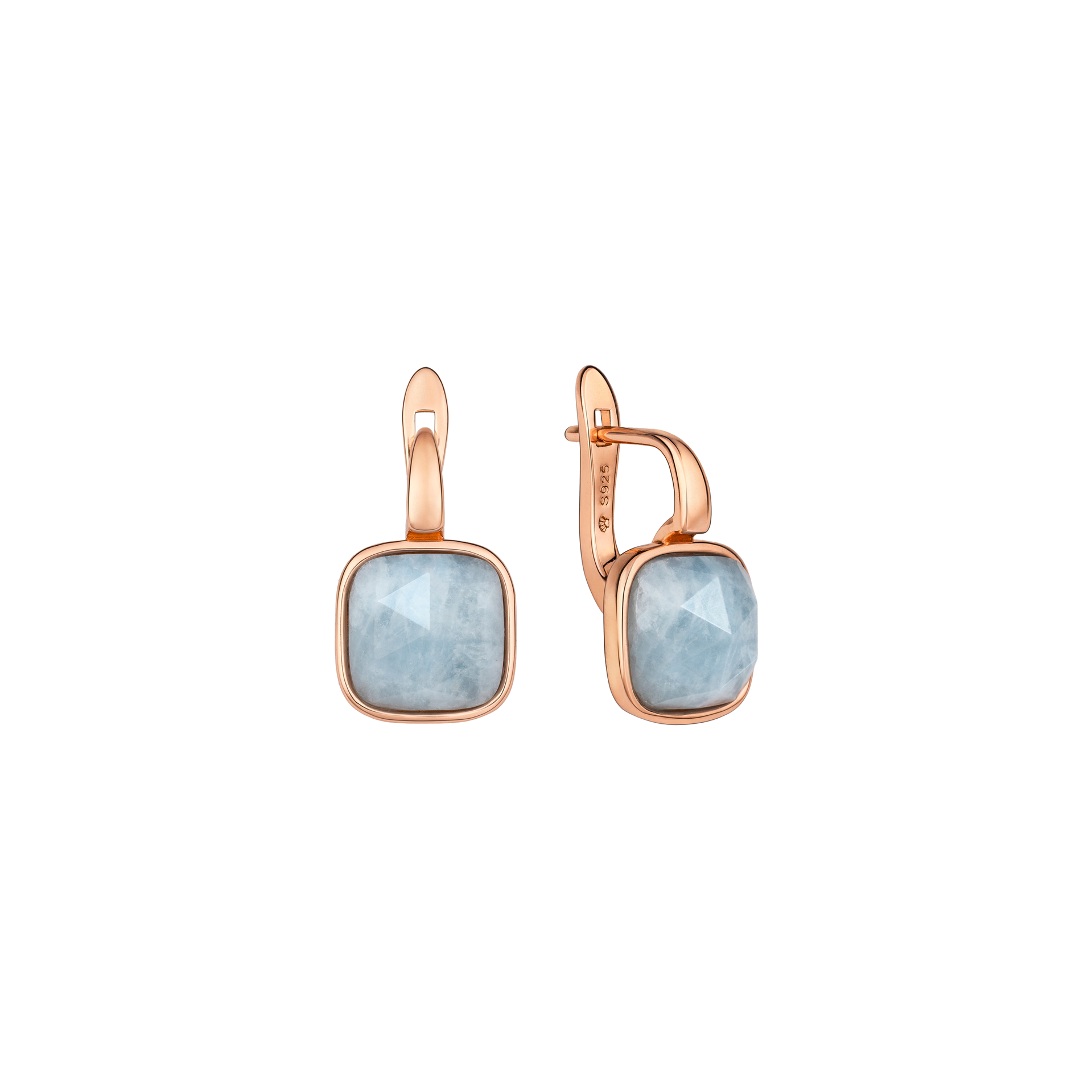 Gold plated earrings with aquamarine